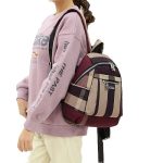 Nylon Backpack Durable Waterproof Casual Shoulder Bag (Wine Red) - Image 2
